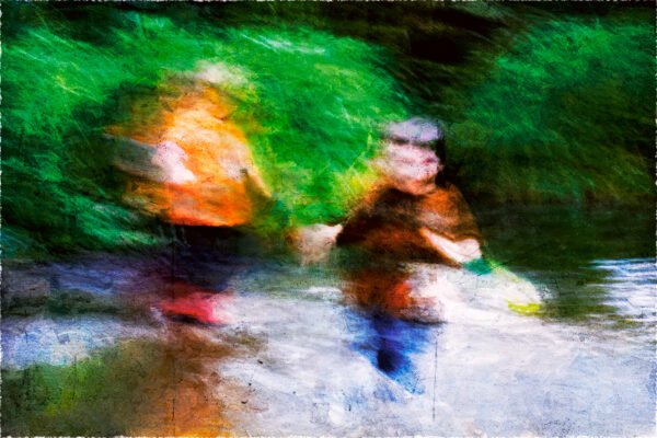 Two children playing in water