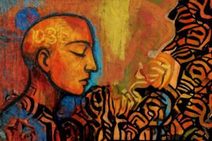 An abstract digital artwork exploring dreams, memory, and psychological tension through layered texture and expressive color.